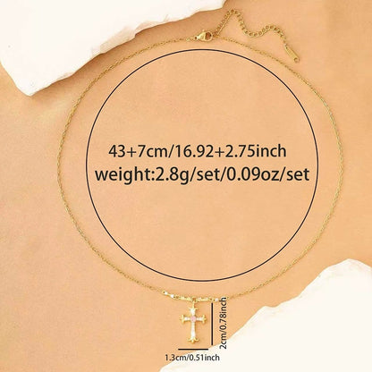 Retro Cross Pendant Necklace For Women In Electroplated Copper With Cable Chain