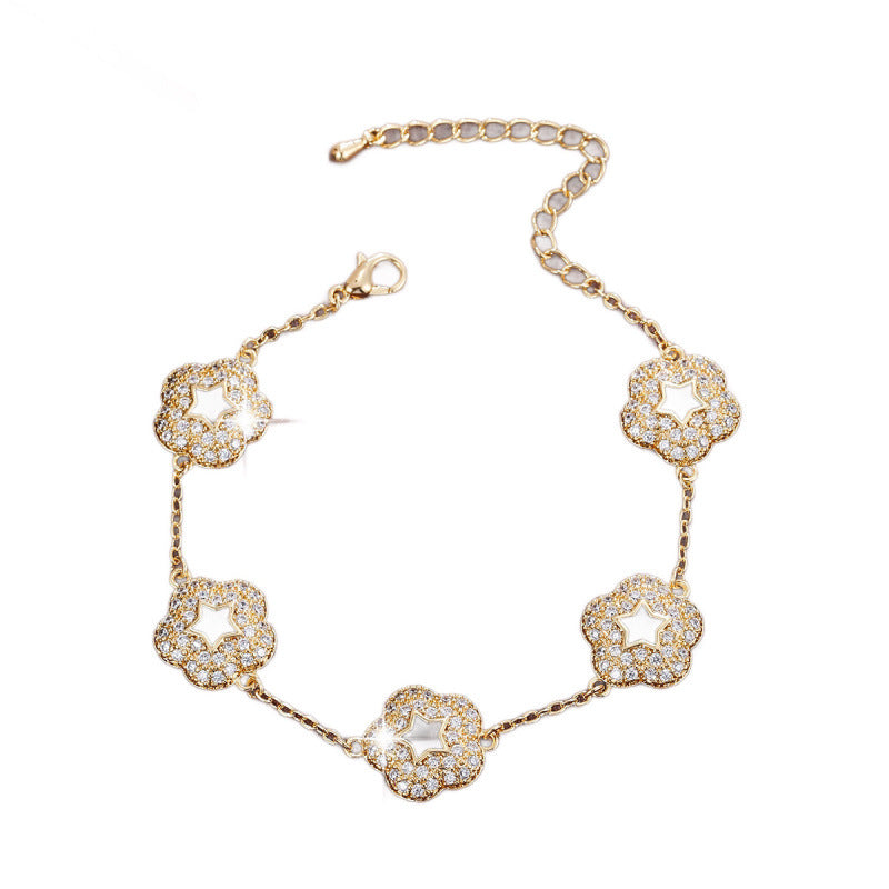 Star Bracelet For Women In Electroplated Copper With Zircon Inlay