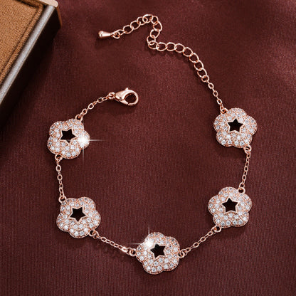 Star Bracelet For Women In Electroplated Copper With Zircon Inlay