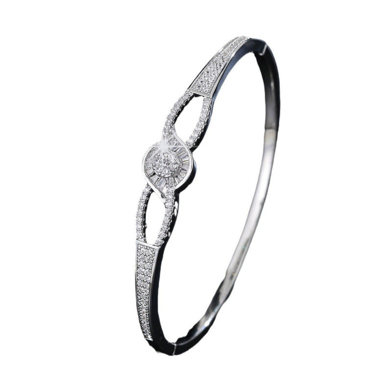 Irregular Copper Bangle For Women In Simple Style With Electroplated Gold Plating, 1 PCS Package