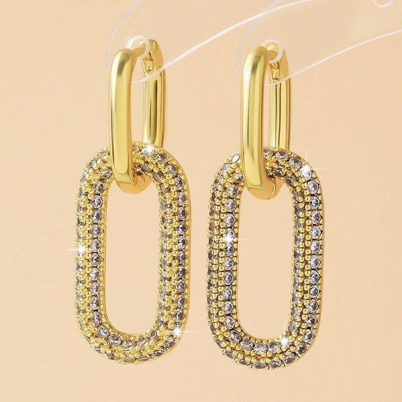 Geometric Stud Earrings For Women In Copper With Electroplated Finish Featuring Copper Ear Pins