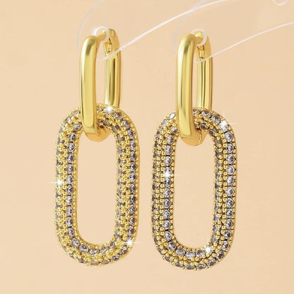 Geometric Stud Earrings For Women In Copper With Electroplated Finish Featuring Copper Ear Pins