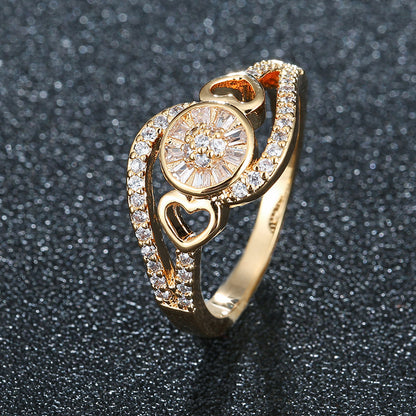 Heart Shape Bangle For Women In , Copper With 18K Real Gold Plated Electroplated Finish And Rhinestone Inlay