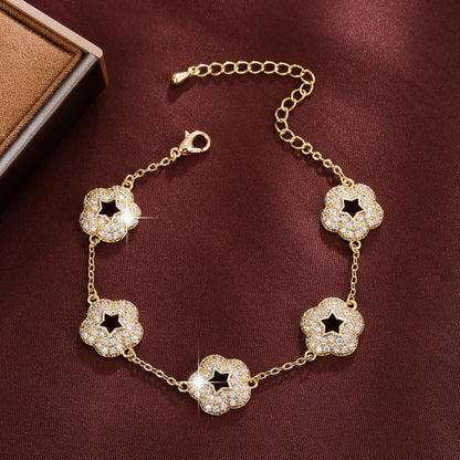 Star Bracelet For Women In Electroplated Copper With Zircon Inlay