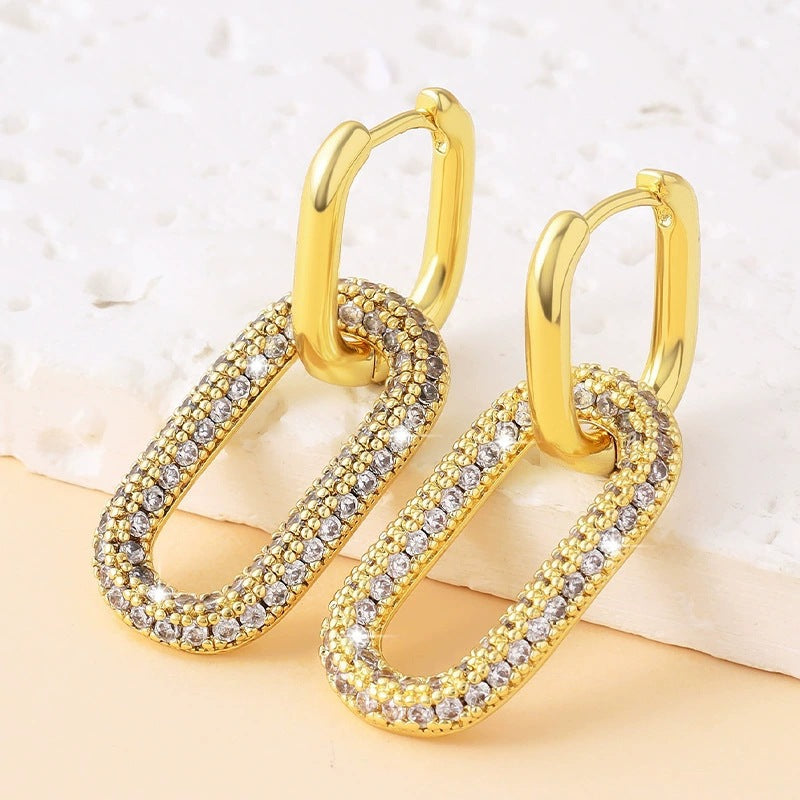 Geometric Stud Earrings For Women In Copper With Electroplated Finish Featuring Copper Ear Pins