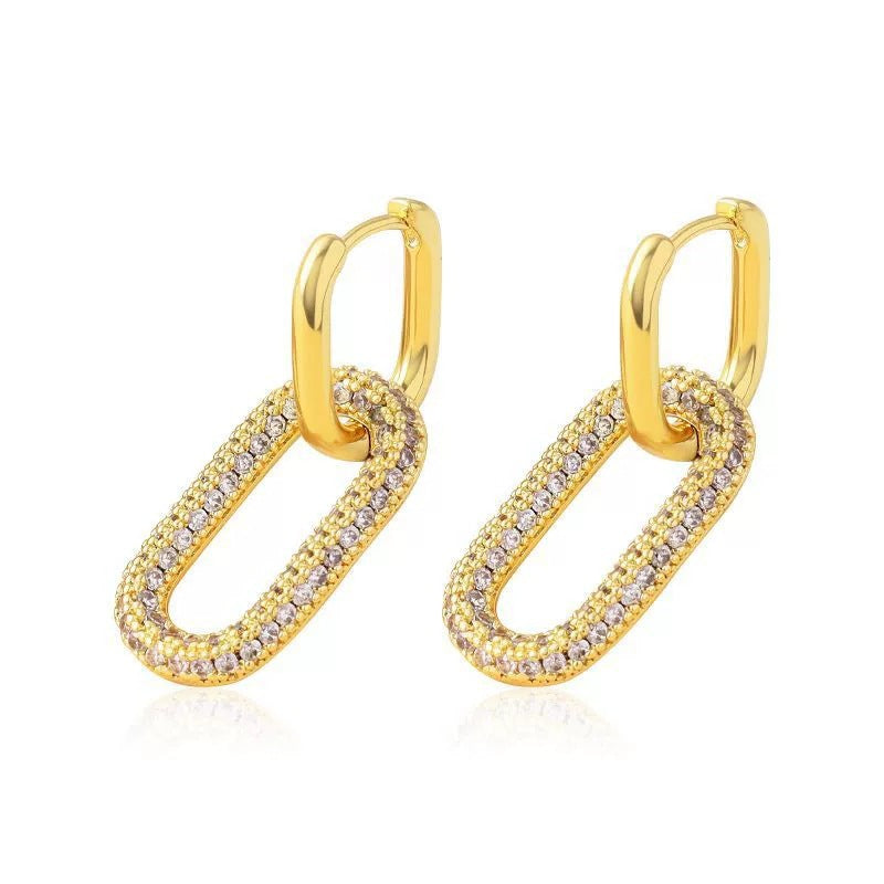Geometric Stud Earrings For Women In Copper With Electroplated Finish Featuring Copper Ear Pins