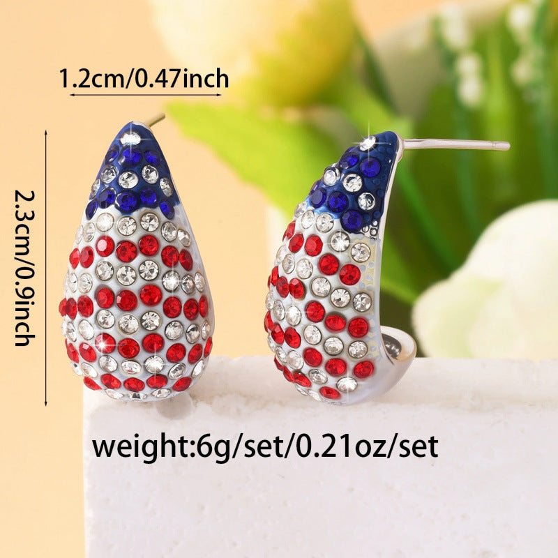 American Flag Stud Earrings For Women In Copper, Perfect For Independence Day Celebration