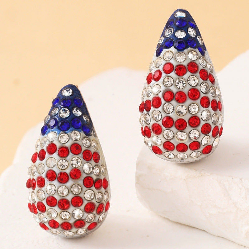 American Flag Stud Earrings For Women In Copper, Perfect For Independence Day Celebration