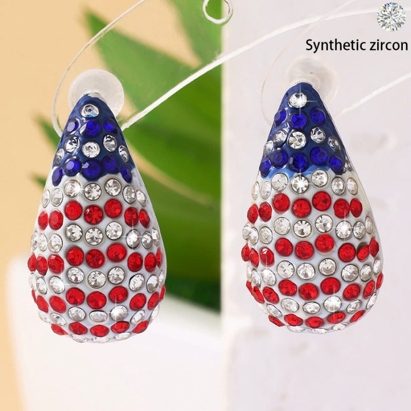 American Flag Stud Earrings For Women In Copper, Perfect For Independence Day Celebration