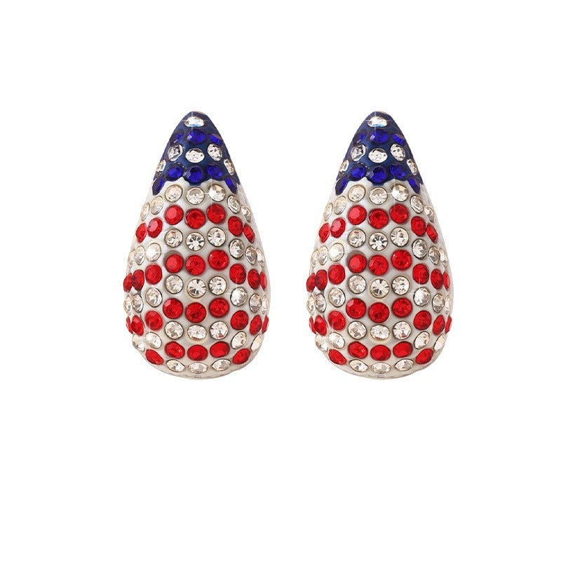 American Flag Stud Earrings For Women In Copper, Perfect For Independence Day Celebration