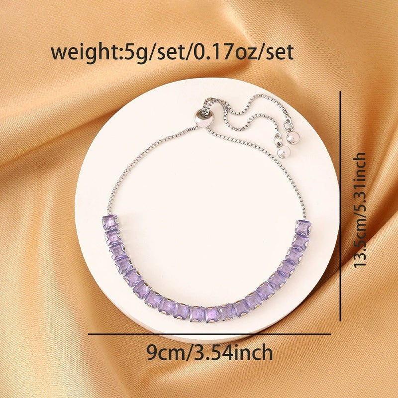 Irregular Pattern Women's Bracelet Featuring Electroplated Copper Tennis Chain With Zircon Inlay