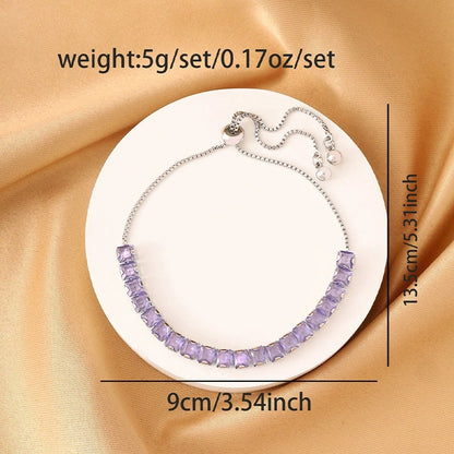 Irregular Pattern Women's Bracelet Featuring Electroplated Copper Tennis Chain With Zircon Inlay