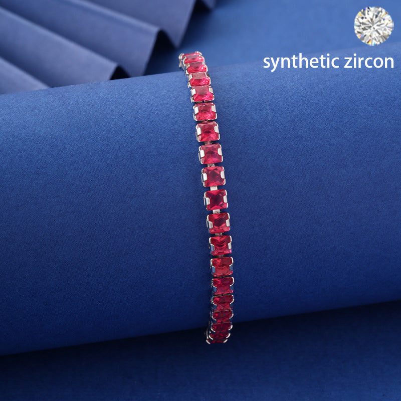 Irregular Pattern Women's Bracelet Featuring Electroplated Copper Tennis Chain With Zircon Inlay
