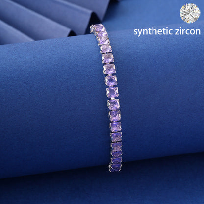 Irregular Pattern Women's Bracelet Featuring Electroplated Copper Tennis Chain With Zircon Inlay