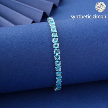 Irregular Pattern Women's Bracelet Featuring Electroplated Copper Tennis Chain With Zircon Inlay