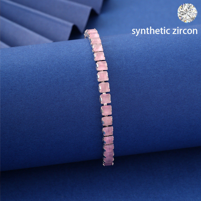 Irregular Pattern Women's Bracelet Featuring Electroplated Copper Tennis Chain With Zircon Inlay