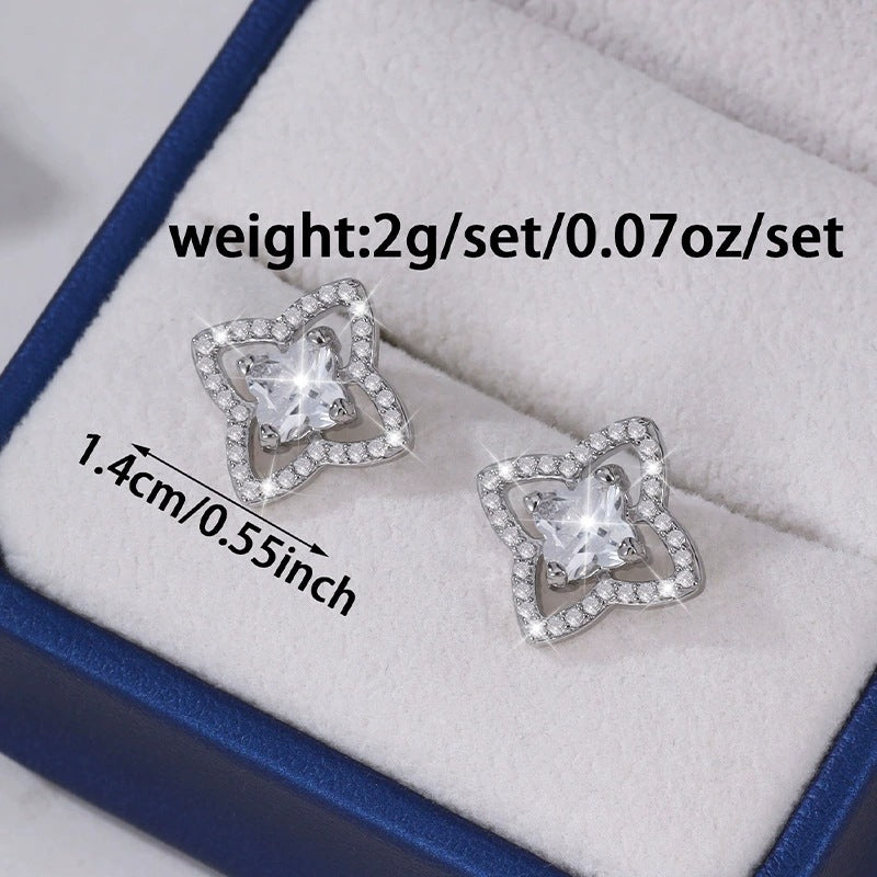 Flowers Stud Earrings For Women Featuring Electroplated Finish With Copper Ear Pins