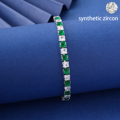 Irregular Pattern Women's Bracelet Featuring Electroplated Copper Tennis Chain With Zircon Inlay