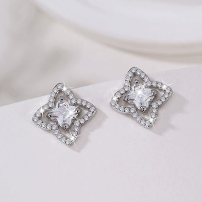 Flowers Stud Earrings For Women Featuring Electroplated Finish With Copper Ear Pins