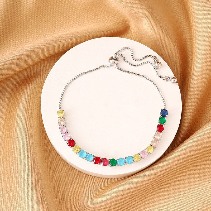 Irregular Pattern Women's Bracelet Featuring Electroplated Copper Tennis Chain With Zircon Inlay