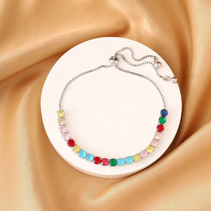 Irregular Pattern Women's Bracelet Featuring Electroplated Copper Tennis Chain With Zircon Inlay