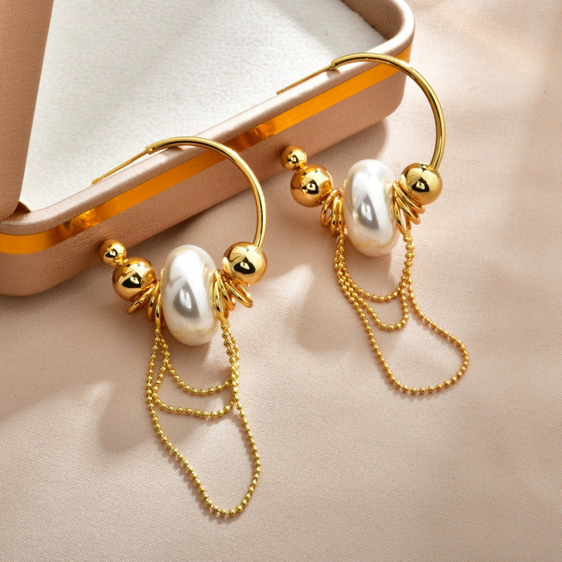 Gold Pearl Necklace For Women With Copper Chain, Elegant Daily Wear Jewelry