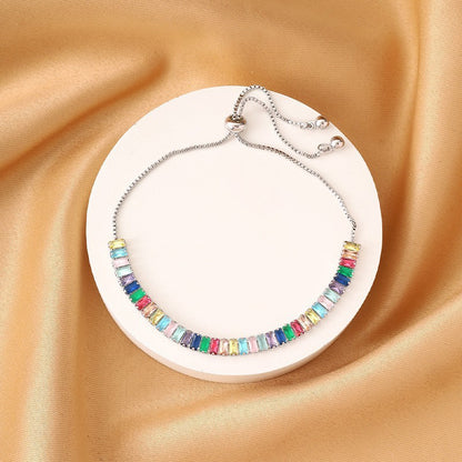 Irregular Pattern Women's Bracelet Featuring Electroplated Copper Tennis Chain With Zircon Inlay
