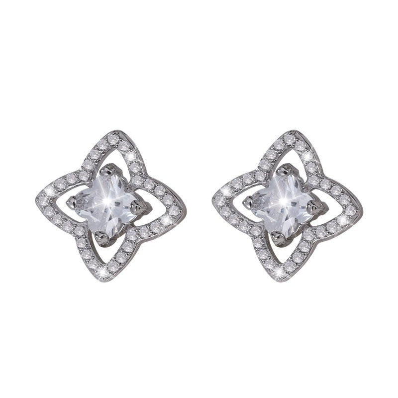 Flowers Stud Earrings For Women Featuring Electroplated Finish With Copper Ear Pins