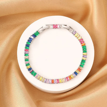 Irregular Pattern Women's Bracelet Featuring Electroplated Copper Tennis Chain With Zircon Inlay
