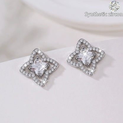 Flowers Stud Earrings For Women Featuring Electroplated Finish With Copper Ear Pins