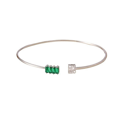 Irregular Inlay Copper Bangle With Zircon Electroplated Gold Plating, For Women