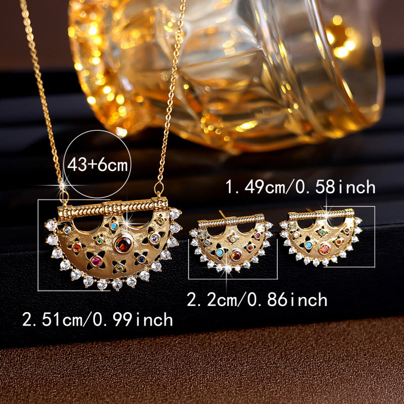 Ethnic Style Star Jewelry Set For Women With Electroplated Copper And Zircon Inlay, Featuring Micro Super Whisper Thin Chain