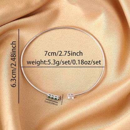 Irregular Inlay Copper Bangle With Zircon Electroplated Gold Plating, For Women