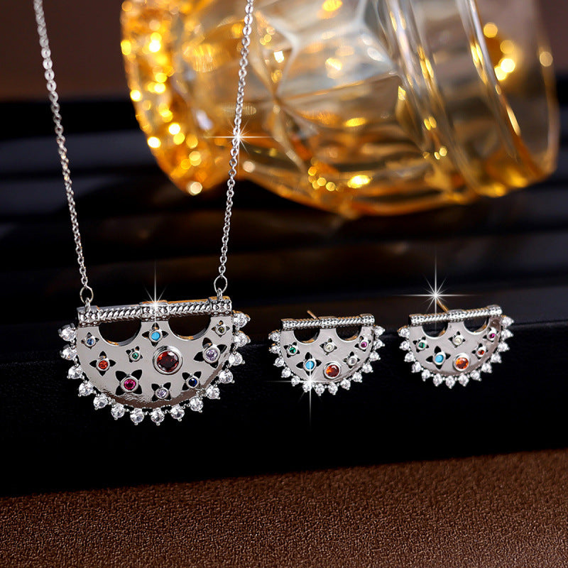 Ethnic Style Star Jewelry Set For Women With Electroplated Copper And Zircon Inlay, Featuring Micro Super Whisper Thin Chain
