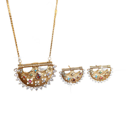 Ethnic Style Star Jewelry Set For Women With Electroplated Copper And Zircon Inlay, Featuring Micro Super Whisper Thin Chain