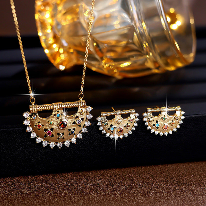 Ethnic Style Star Jewelry Set For Women With Electroplated Copper And Zircon Inlay, Featuring Micro Super Whisper Thin Chain
