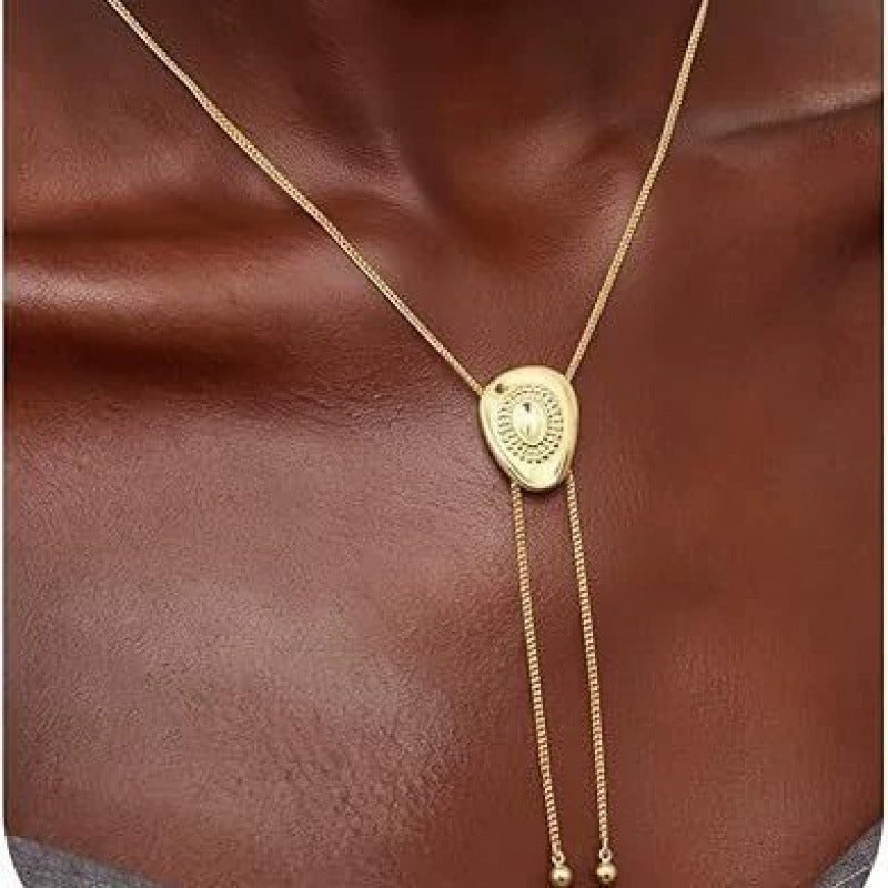 Luxurious Gold Electroplated Copper Cattle Sweater Chain Necklace For Women