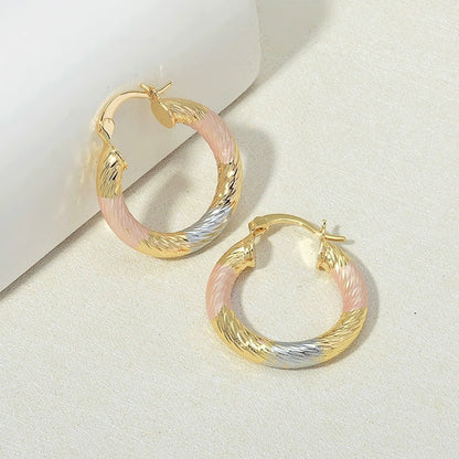 Round Stud Earrings For Women Featuring Electroplated Finish And Copper Ear Pins In Elegant Colour