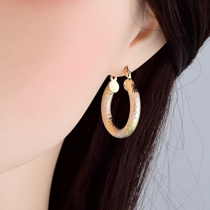 Round Stud Earrings For Women Featuring Electroplated Finish And Copper Ear Pins In Elegant Colour