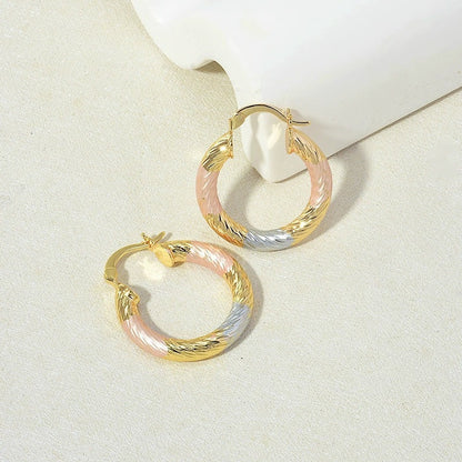 Round Stud Earrings For Women Featuring Electroplated Finish And Copper Ear Pins In Elegant Colour