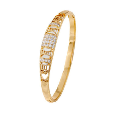 Elegant Women's Inlay Copper Bangle With Gold Electroplated Finish
