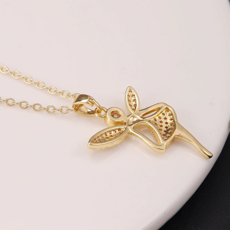 Geometric Pendant Necklace For Women With Copper Chain And Copper Pendant, Featuring Electroplated Finish
