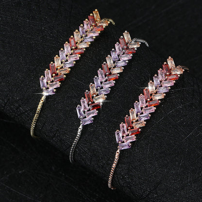 Geometric Simple Style Women’s Bracelet In Electroplated Copper With Zircon Inlay