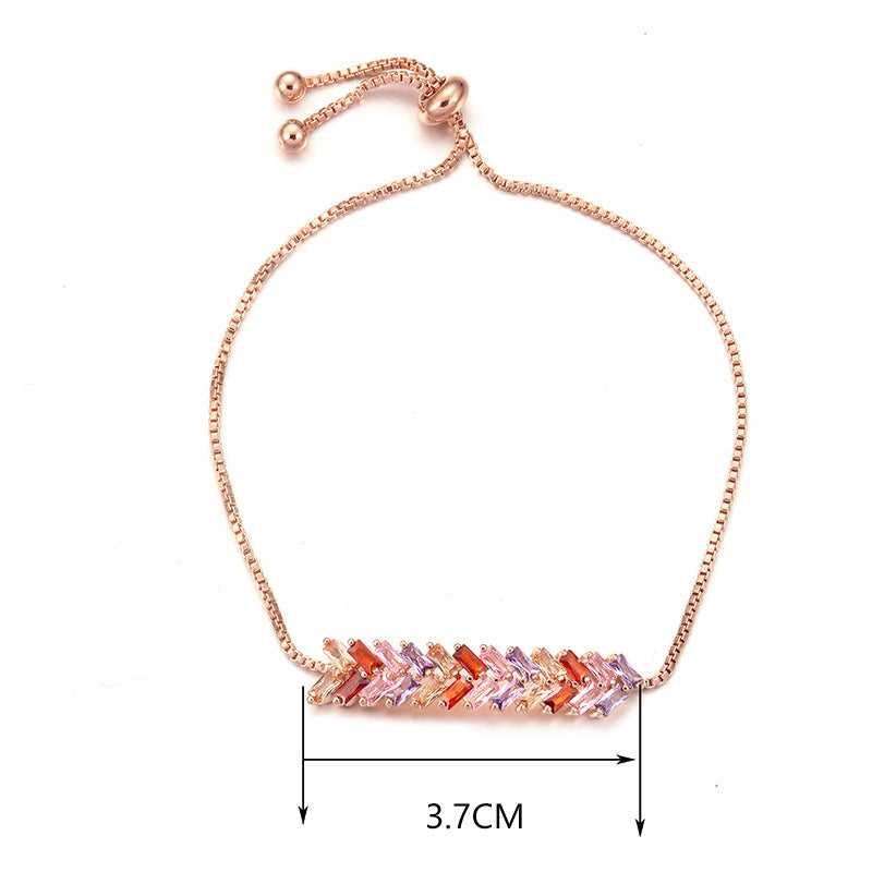 Geometric Simple Style Women’s Bracelet In Electroplated Copper With Zircon Inlay