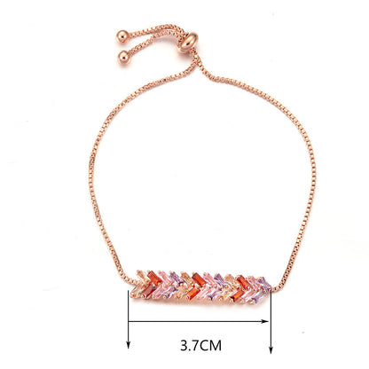 Geometric Simple Style Women’s Bracelet In Electroplated Copper With Zircon Inlay