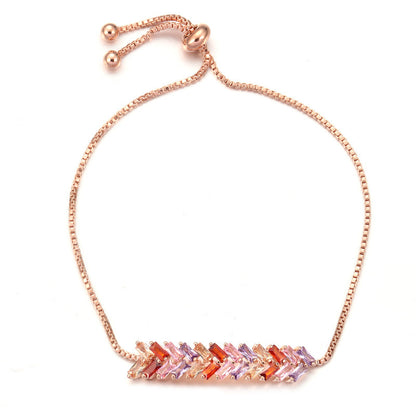 Geometric Simple Style Women’s Bracelet In Electroplated Copper With Zircon Inlay