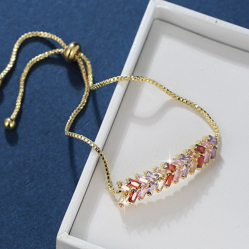 Geometric Simple Style Women’s Bracelet In Electroplated Copper With Zircon Inlay