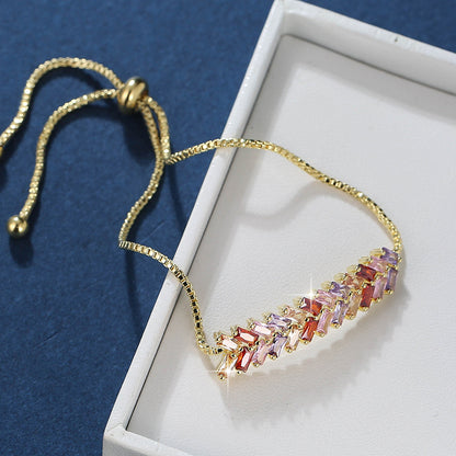 Geometric Simple Style Women’s Bracelet In Electroplated Copper With Zircon Inlay