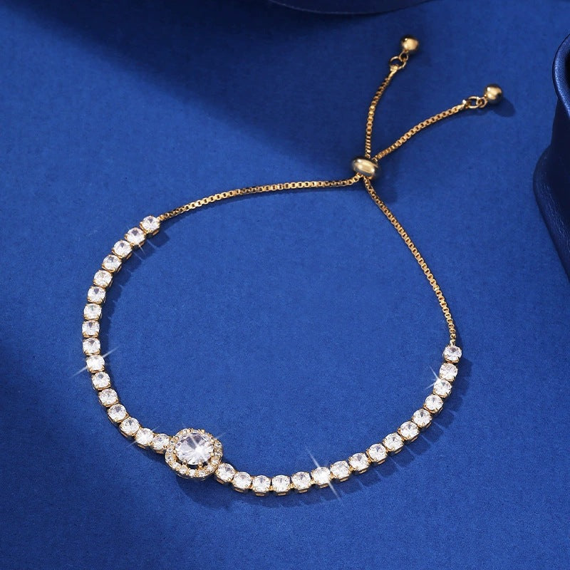 Elaborate Square Copper Bracelets For Women In Simple Style With Electroplated Gold Plating