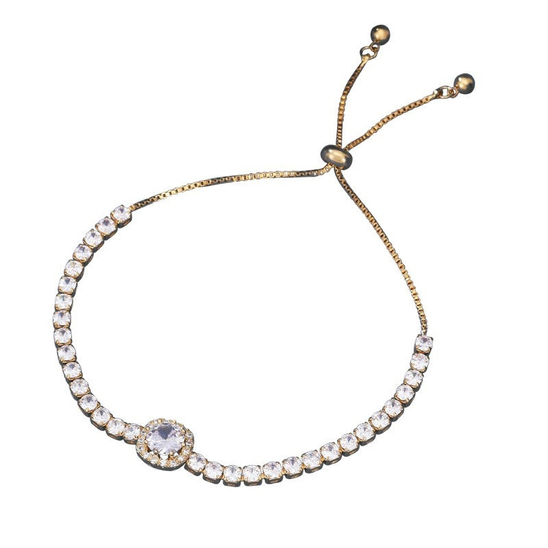 Elaborate Square Copper Bracelets For Women In Simple Style With Electroplated Gold Plating